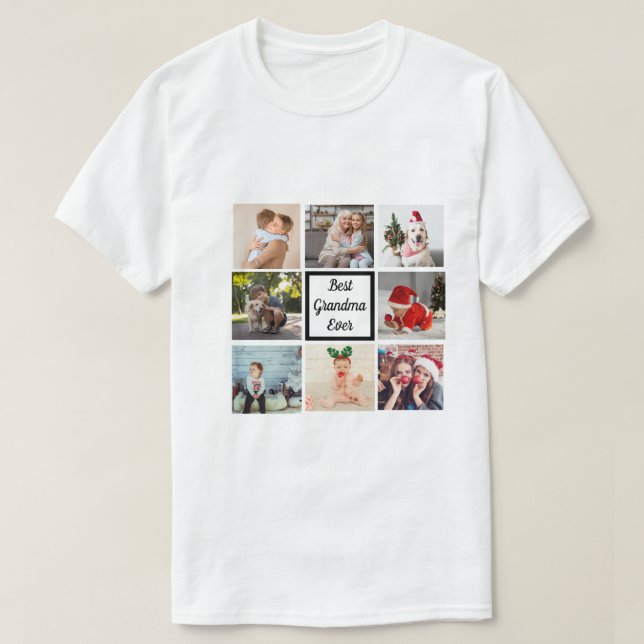 Camiseta Melhor vovó de todas as 8 fotos personalizadas de  (Frente do Design)