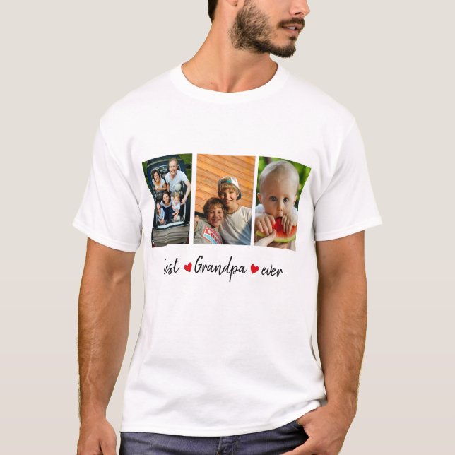 Camiseta Melhor Vovô Ever 3 Fotografia Personalizada (Frente)