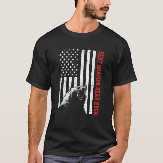Camiseta Melhor vovô urso desde os EUA Bandeira Americana D (Frente)