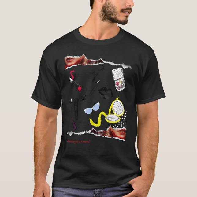 Camiseta Melhore seu humor Engraçado Maquiagem Artista Mua (Frente)