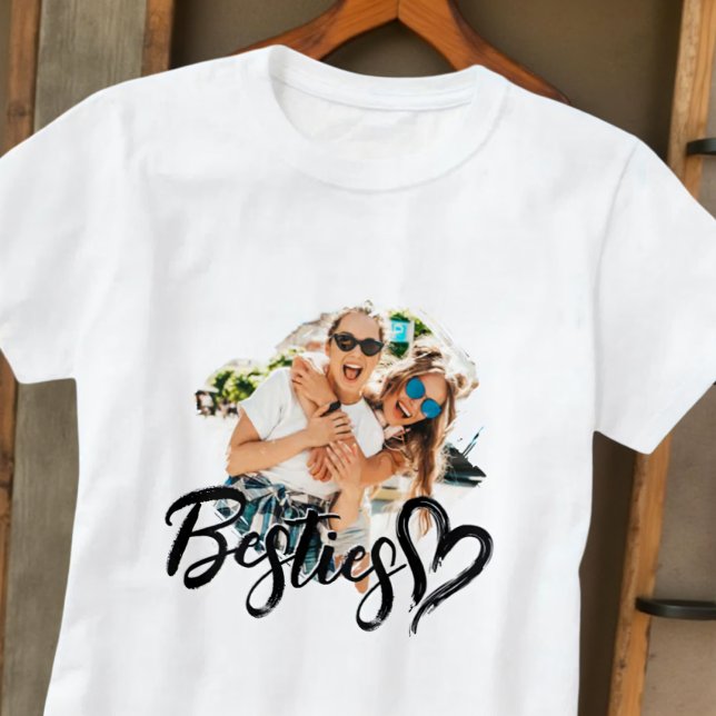 Camiseta Melhores Amigas Grunge Simples Moderno Coração Fot (Criador carregado)