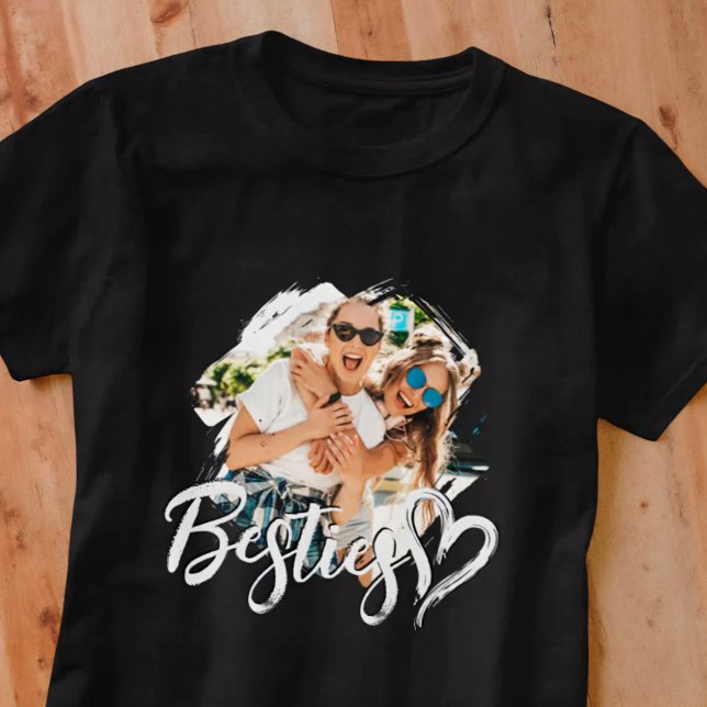 Camiseta Melhores Amigas Grunge Simples Moderno Coração Fot (Criador carregado)