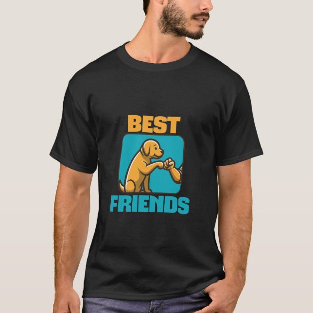 Camiseta Melhores Amigos Cachorro e Humano Punho Contra Des (Frente)