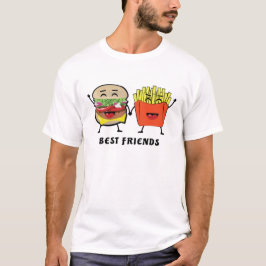 Camiseta Melhores Amigos - Hambúrguer e Batatas Fritas - Di