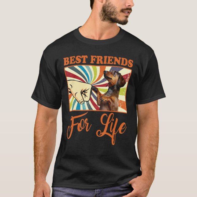 Camiseta Melhores Amigos Para A Vida - Cão De Dachshund (Frente)