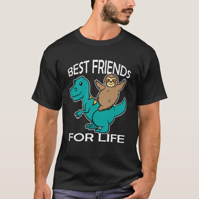 Camiseta Melhores Amigos para a Vida do Dinossauro Rex Slot (Frente)