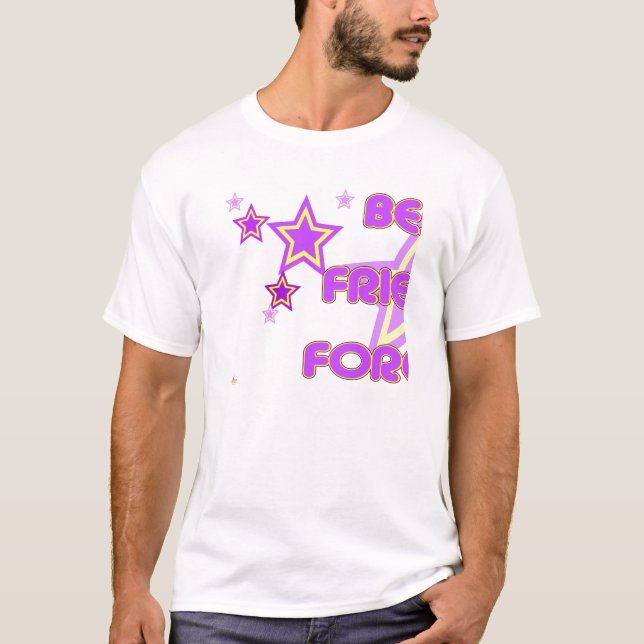 Camiseta Melhores Amigos para Estrelas Amarelas Roxas Parte (Frente)