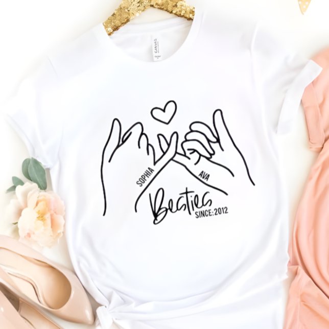 Camiseta Melhores Besties De Amigo Desde O Presente Do Ano  (Criador carregado)