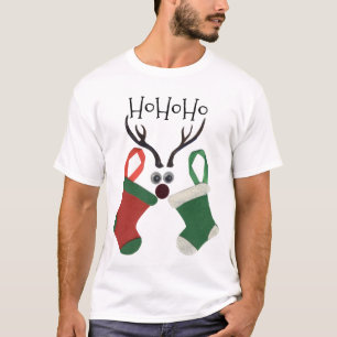 Camiseta Melhores Desejos Hohoho Natal Red & Green T Shirt