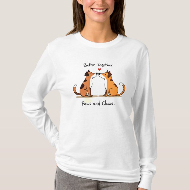 Camiseta Melhores Juntos: Dois Cães de Cartoon (Frente)