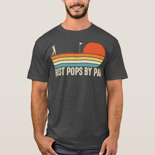 Camiseta Melhores Pop De Par Engraçado Golfe Dia do Pai Pre (Frente)