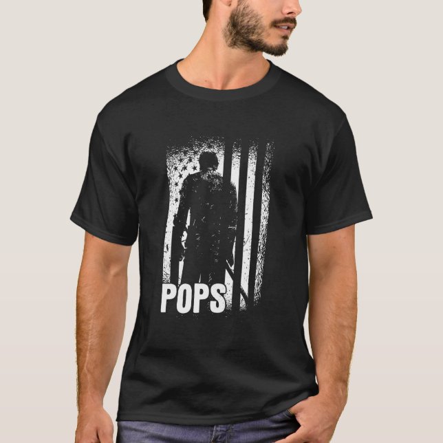 Camiseta Melhores Pop - Pai de Bandeira Americano Patriótic (Frente)