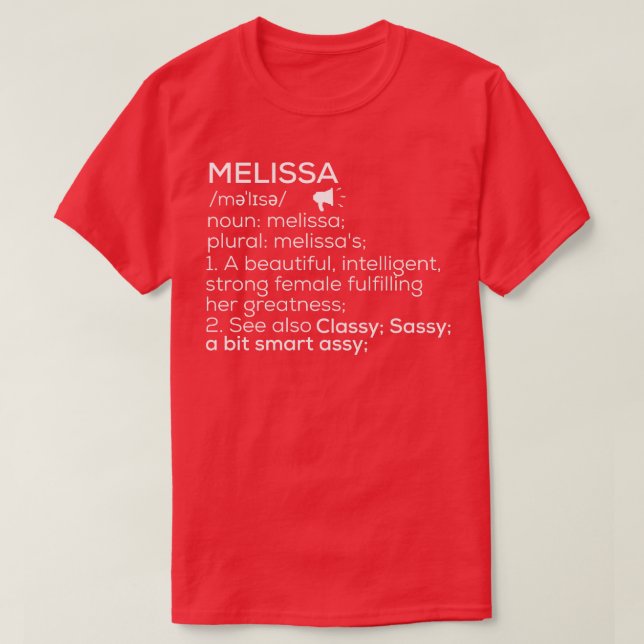 Camiseta Melissa Name Definition Melissa Female Name 1 (Frente do Design)