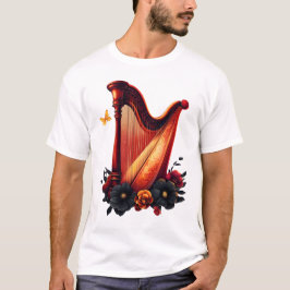 Camiseta Melodia cósmica, a magia da harpa.