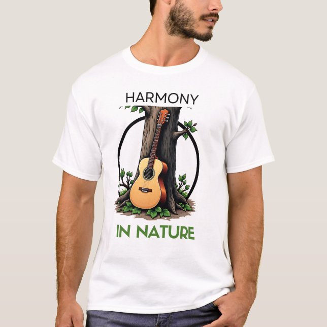Camiseta Melodia da Natureza: Designs de guitarra Acústica (Frente)