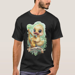 Camiseta Melodias do Eire" Kawaii Duck Jogando Harp T