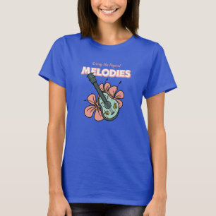 Camiseta Melodias Tropicais Ukulele Arte Floral