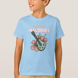 Camiseta Melodias Tropicais Ukulele Arte Floral