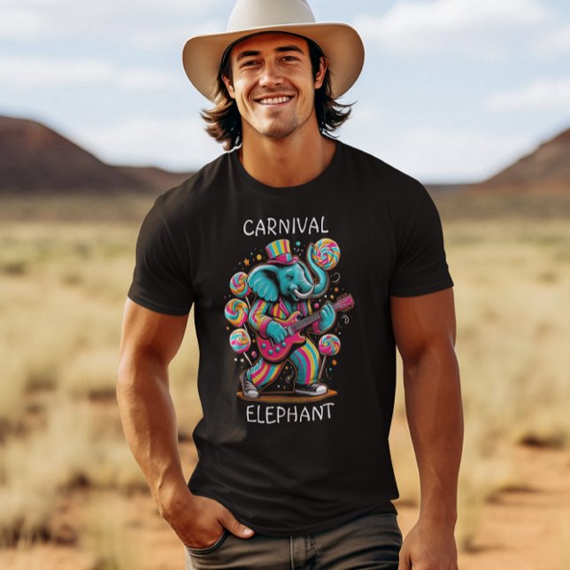 Camiseta Melódico Jumbo: Elefante Jammando em Violão (Criador carregado)