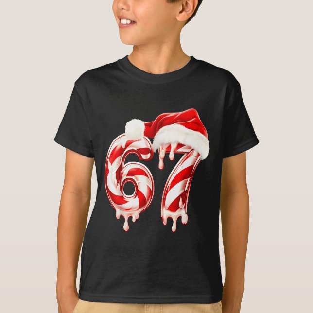 Camiseta Melting Candy Cane 67 Christmas Design, Santa Hat  (Frente)