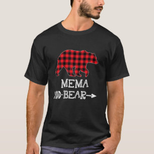 Camiseta Mema Bear Christmas Pajama Red Xadrez Buffalo Fami