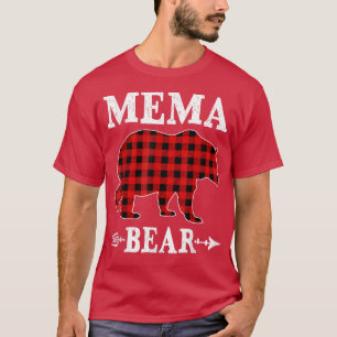 Camiseta Mema Bear Christmas Pajama Red Xadrez Buffalo Fami