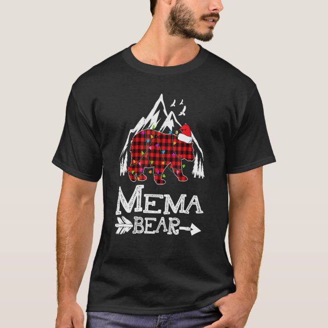 Camiseta Mema Bear, Red Buffalo Xadrez Mema Bear Pajama Fam (Frente)