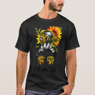 Camiseta Mema Life Messy Hair Bun Sunflower Mulheres Mãe