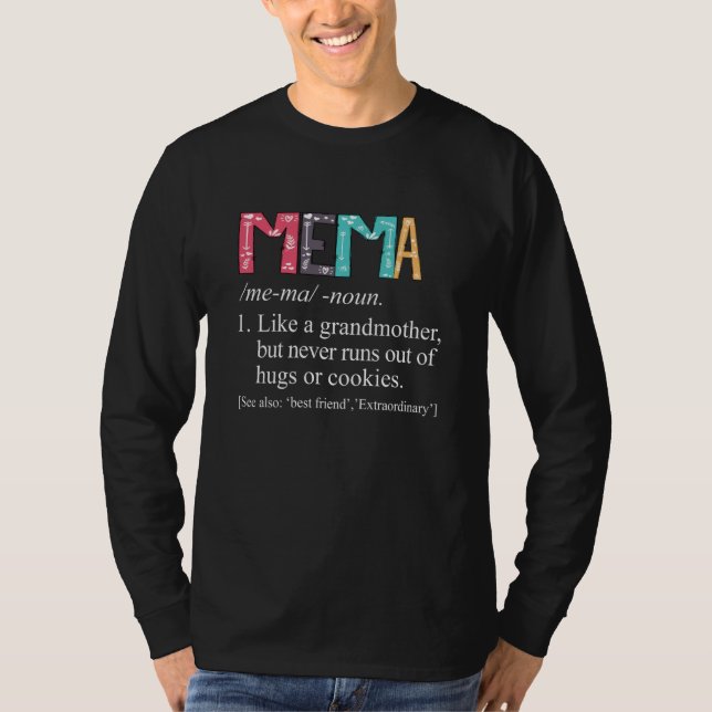 Camiseta Mema Never Runs Out Of Hugs and Cookies Grandma (Frente)