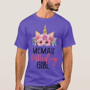 Camiseta Mema Of The Birthday Girl Mother Gift Unicorn Birt