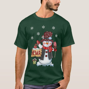 Camiseta Mema Snowman - Papais noeis de Xadrez Vermelha de