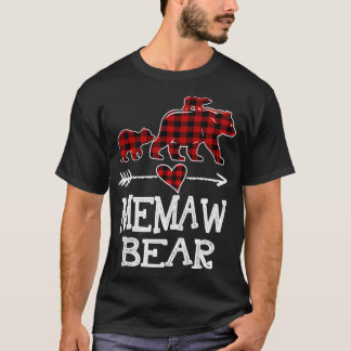 Camiseta Memaw Bear Dois Cubs Xadrez Vermelha Paja