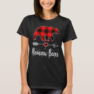 Camiseta Memaw Bear Red Xadrez Natal Família Pajama