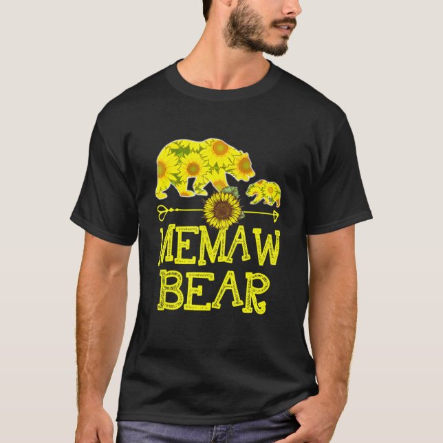 Camiseta Memaw Bear Sunflower Mãe Pai (Frente)