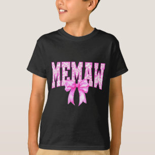 Camiseta Memaw floral toile rosa laço coquette avó para
