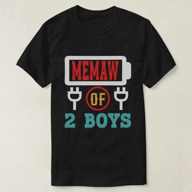 Camiseta MEMAW OF 2 Boys Battery Dia de os pais (Frente do Design)