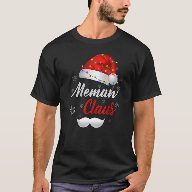 Camiseta Memaw Santa Claus Hat Light Snow Family Santa Chri (Frente)