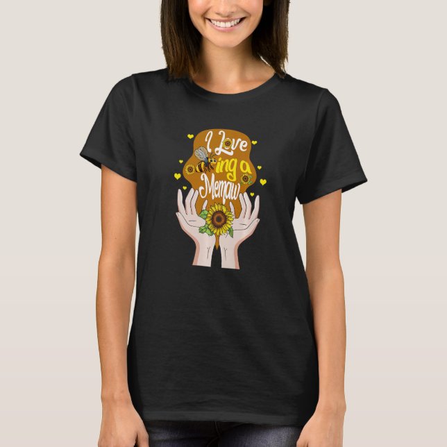 Camiseta Memaw Simple I Love Being A Memaw Bee Sunflower Sp (Frente)