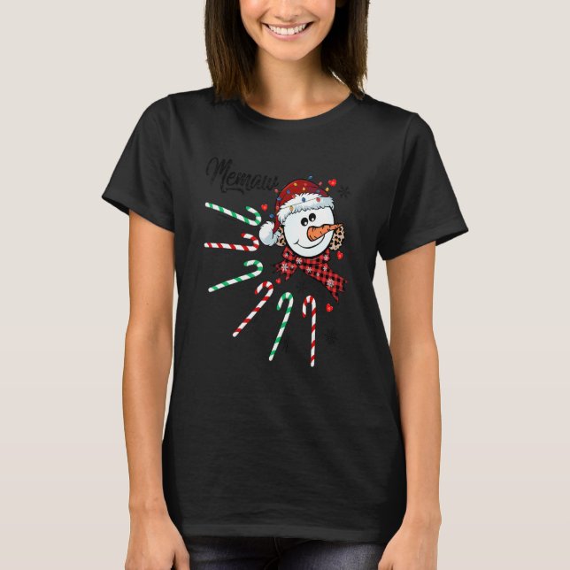 Camiseta Memaw Snowman Candy Candi Natal Xmas Engraçado (Frente)