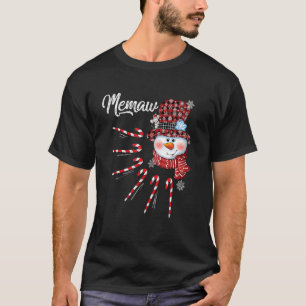 Camiseta Memaw Snowman Candy Cane Xadrez Vermelha de Natal