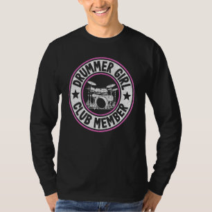 Camiseta Membro do Clube da Garota Baterista Mulheres Tambo