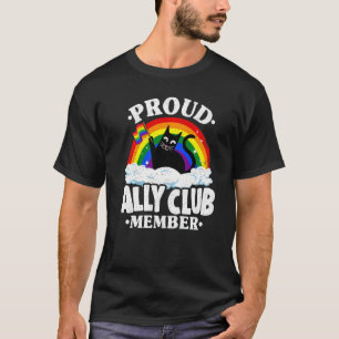 Camiseta Membro do Clube Orud Ally Cat Rainbow Orgulho gay