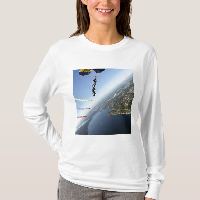 Camiseta Membros da Equipe de Paraquedas do Marinho dos EUA (Frente)