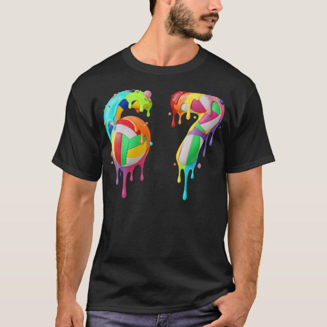 Camiseta Meme 67 Número Seis 6 Sete 7 Gotas de Sorvete (Frente)