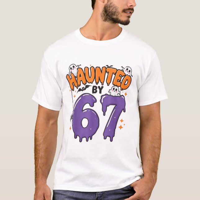 Camiseta Meme Assombrado 67 Seis Sete 6-7 Piada da Internet (Frente)