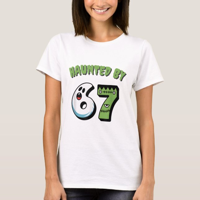 Camiseta Meme Assombrado 67 Seis Sete 6-7 Piada da Internet (Frente)