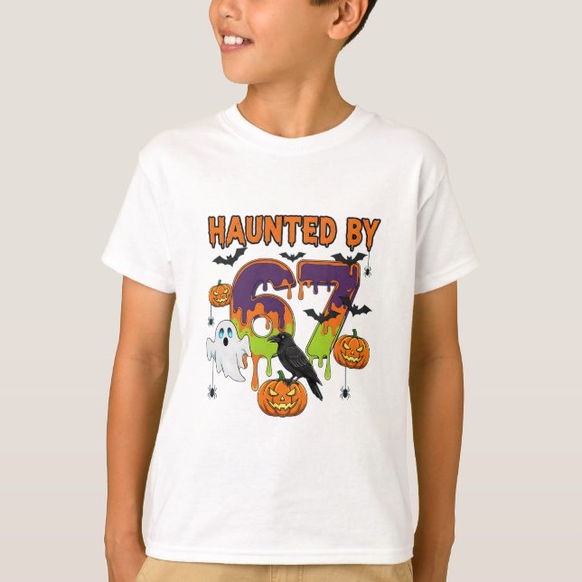 Camiseta Meme Assombrado 67 Seis Sete 6-7 Piada Divertida d (Frente)