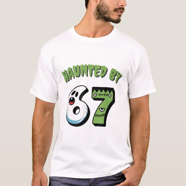 Camiseta Meme Assombrado 67 Seis Sete 6-7 Piada Divertida d (Frente)