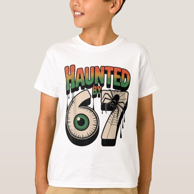 Camiseta Meme Assombrado 67 Seis Sete 6-7 Piada Divertida d (Frente)