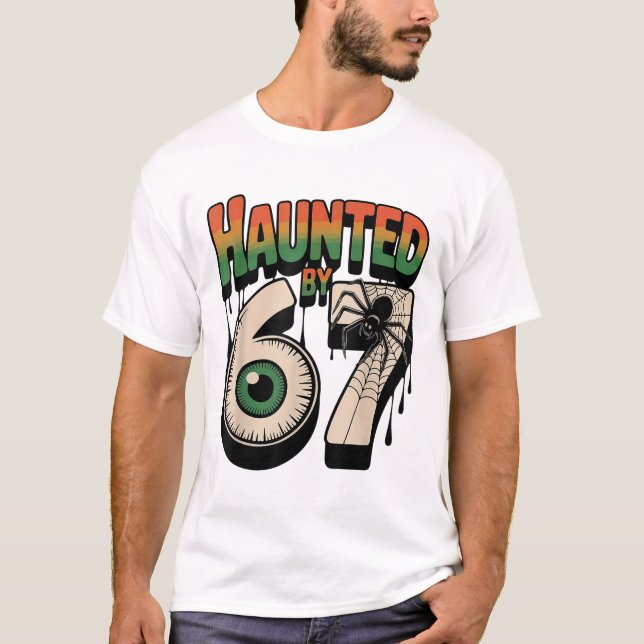 Camiseta Meme Assombrado 67 Seis Sete 6-7 Piada Engraçada d (Frente)